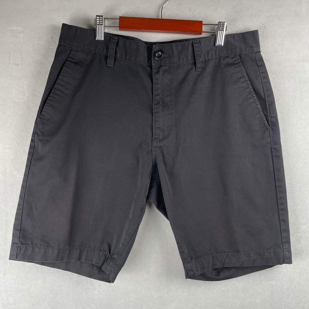 RVCA Weekender Chino Work Shorts Black Mens 34 Flat Front Casual Summer‎ Retro